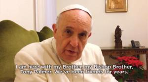 Video-boodschap van paus Franciscus, opgenomen op het mobieltje van de evangelicale bisschop Tony Palmer, met wie hij sinds jaar en dag bevriend was.